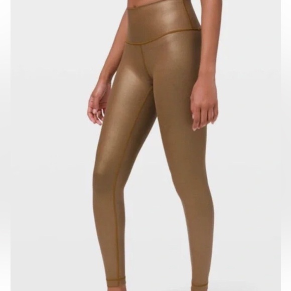 lululemon athletica Pants - Retired LULULEMON Wunder Under Tight 28" Shine Gold SPECIAL EDITION Sz 4 new